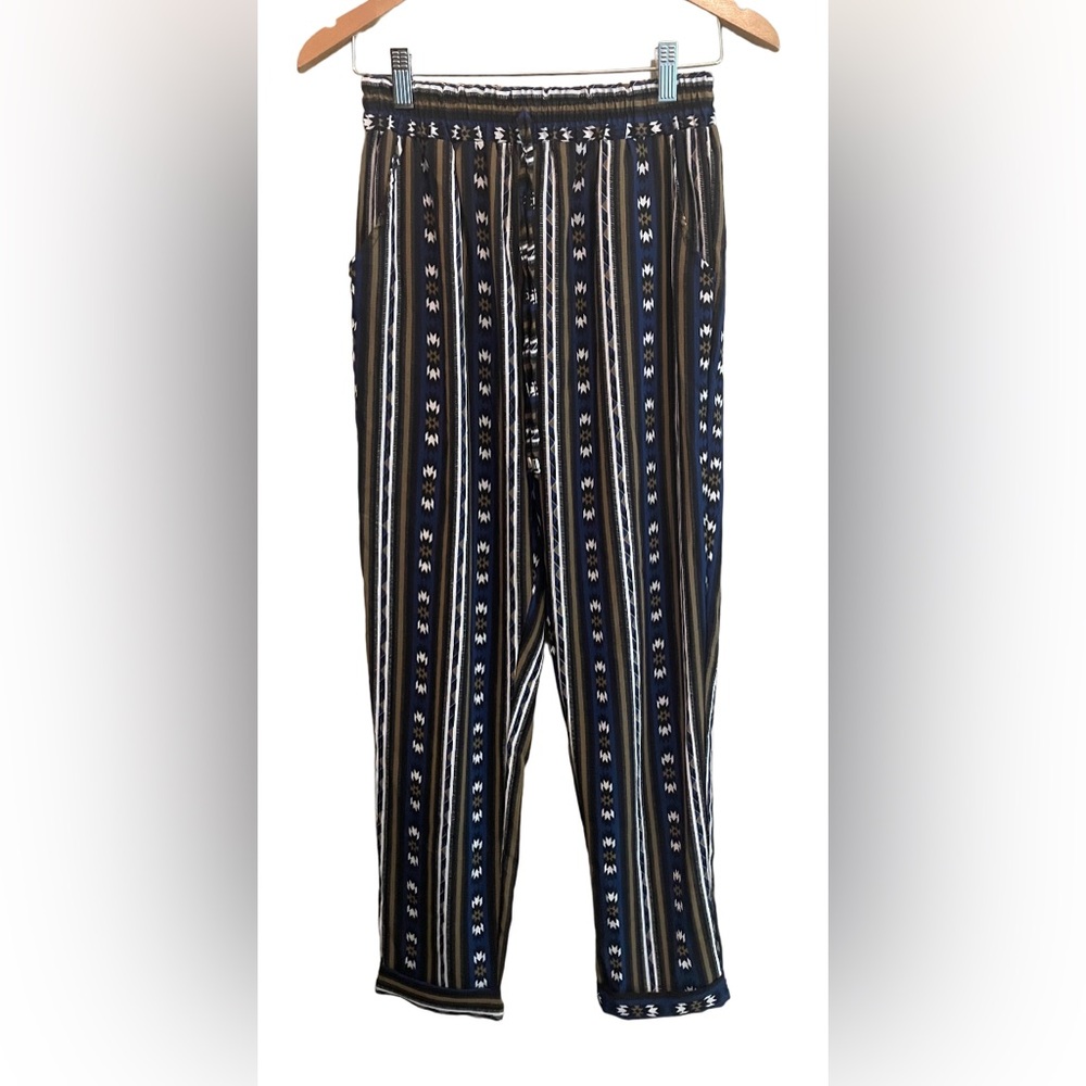 Julia: Black and Blue Bohemian Boho Vacation Beach Pants
